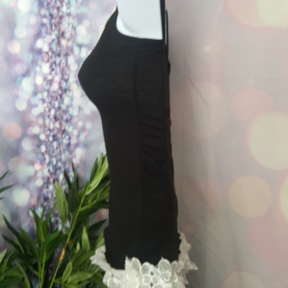 Fashionmia black ribbed lace embroidered tank M - Picture 4 of 8